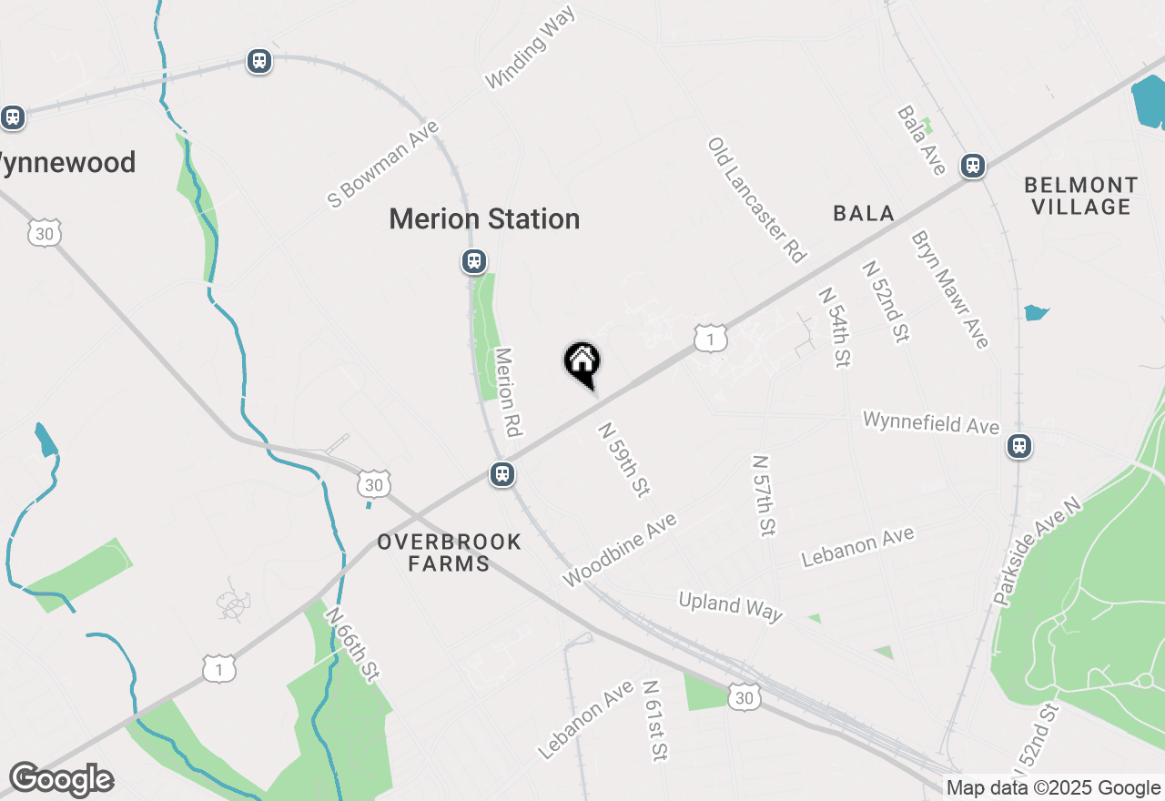 Map of 12 Raynham Road, Merion Station, PA 19066