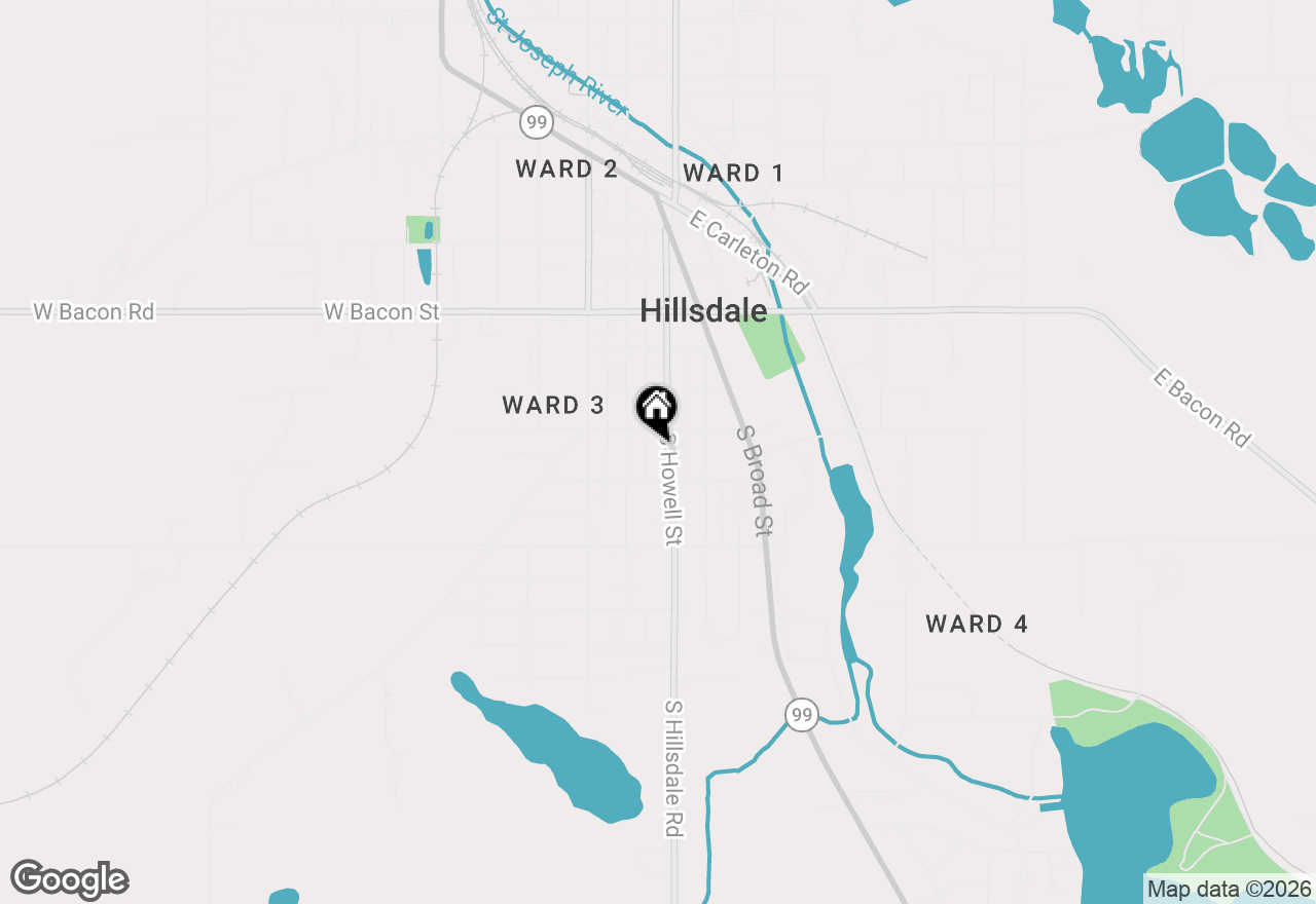 Map of 90 S Howell Street, Hillsdale, MI 49242