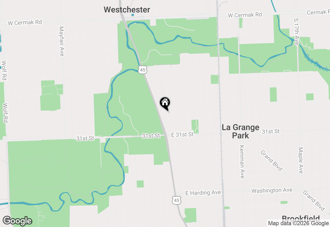 Map of 1222 Woodside Road, La Grange Park, IL 60526
