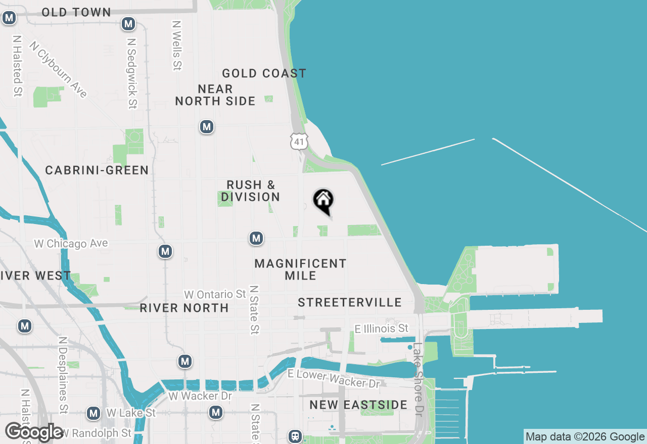 Map of 180 E Pearson Street #3807, Chicago, IL 60611