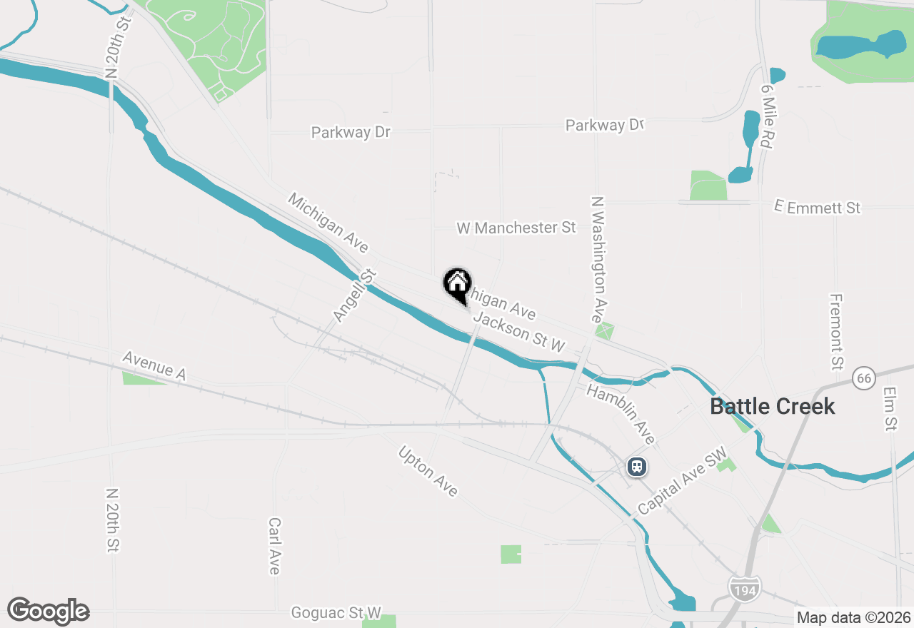 Map of 447 Jackson Street W, Battle Creek, MI 49037