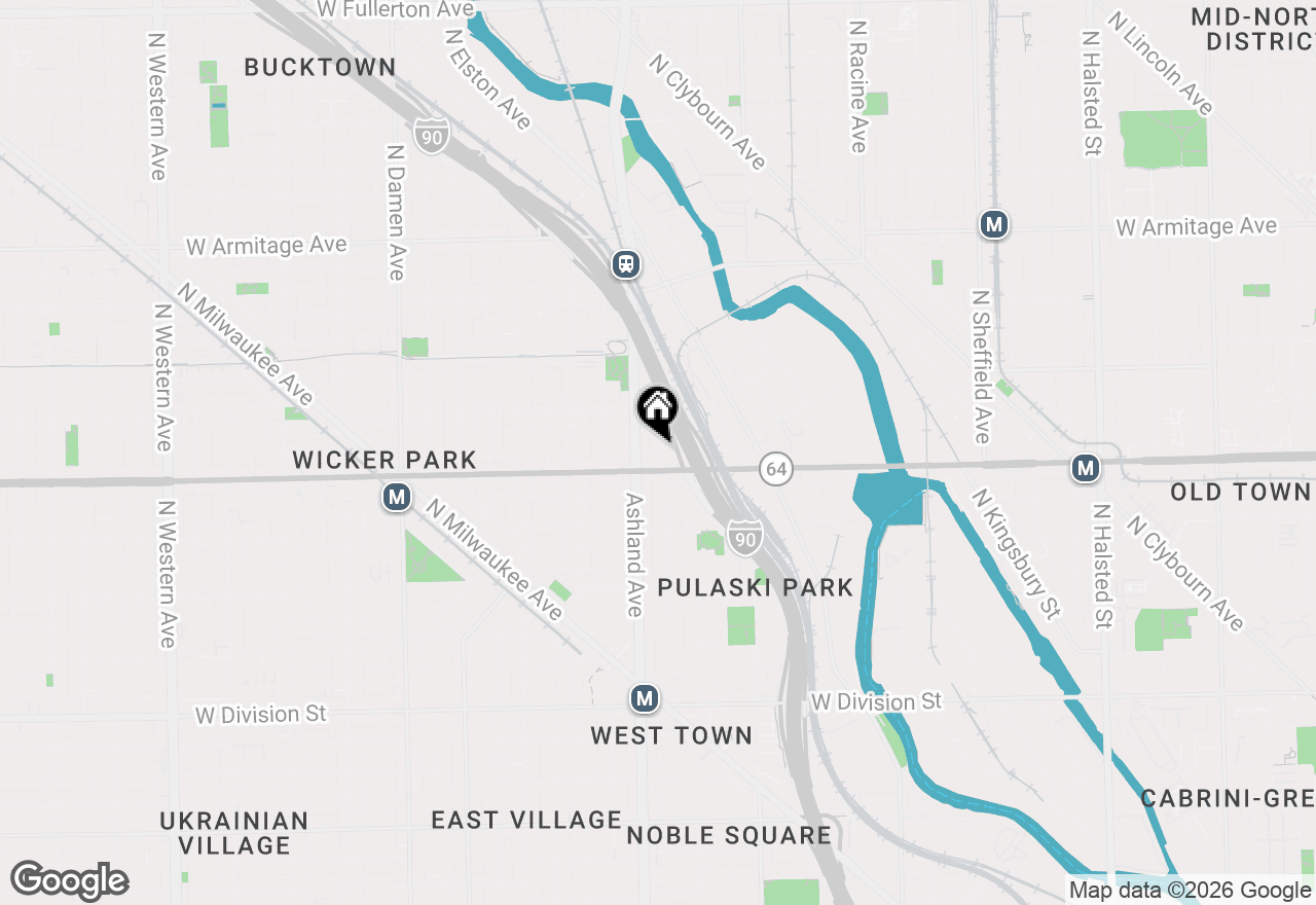 Map of 1618 N Bosworth Avenue #2S, Chicago, IL 60642