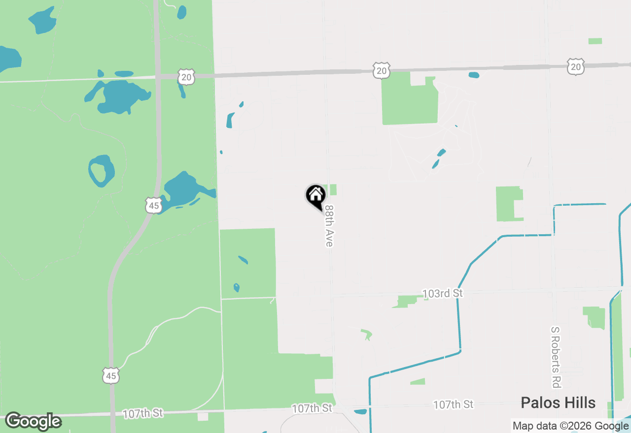 Map of 8821 W 100th St Street, Palos Hills, IL 60465