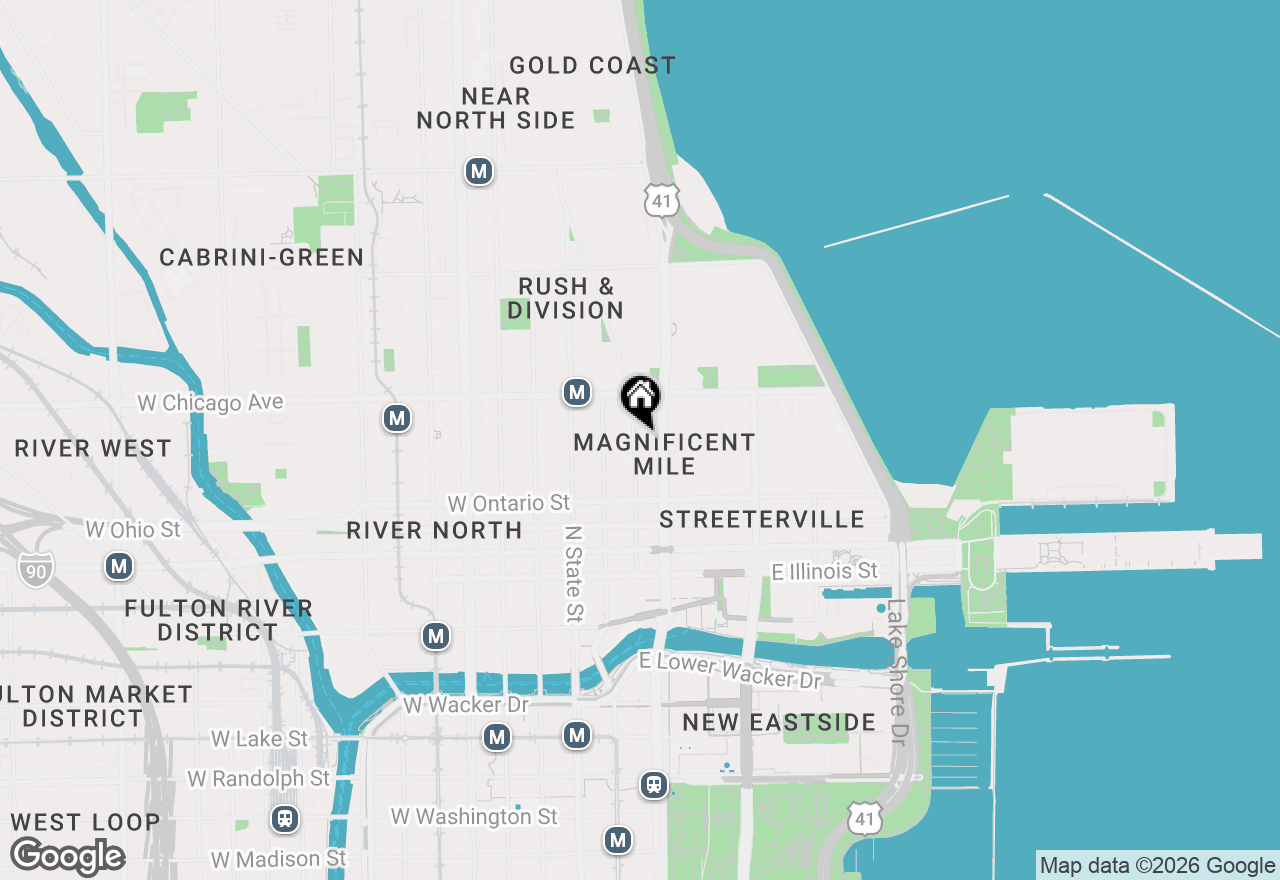 Map of 100 E Huron Street #3505, Chicago, IL 60611