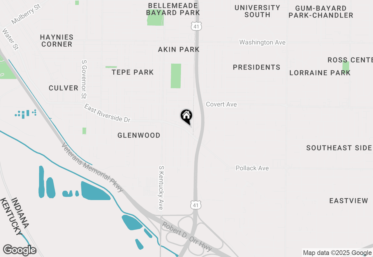 Map of 1150 & 1152 E Riverside Drive, Evansville, IN 47714