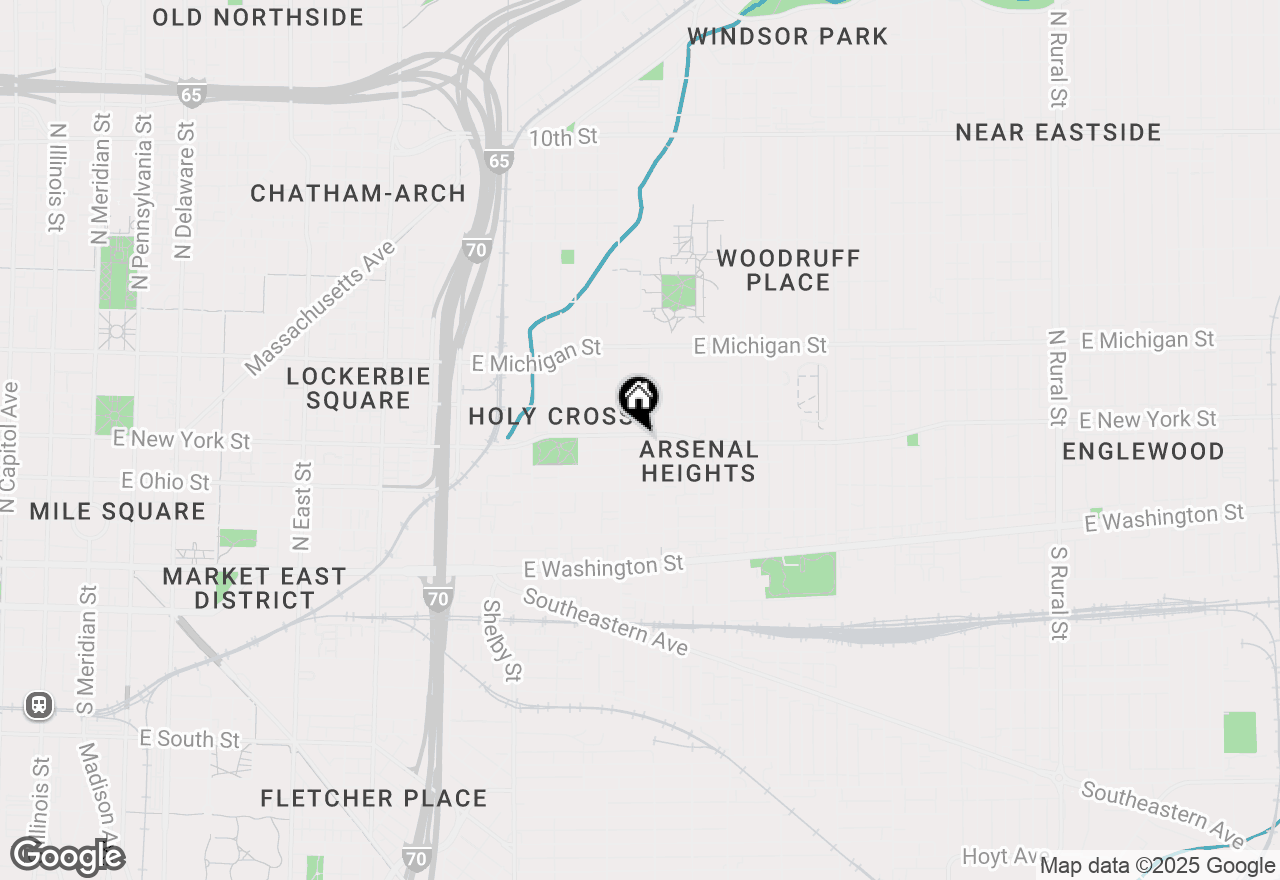 Map of 1421 E New York Street, Indianapolis, IN 46201