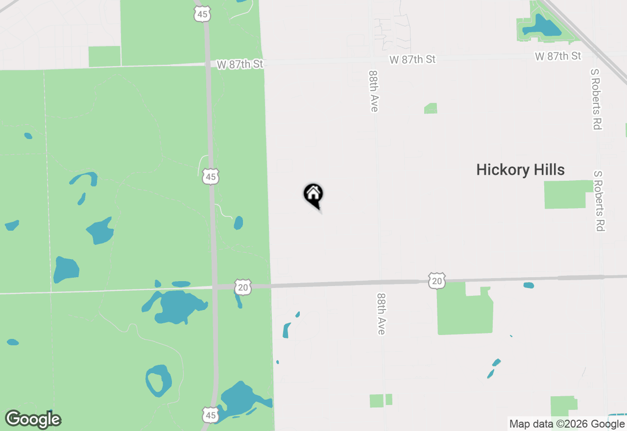 Map of 9007 W 92nd Street, Hickory Hills, IL 60457