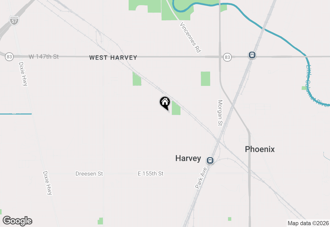 Map of 93 E 151st Street, Harvey, IL 60426