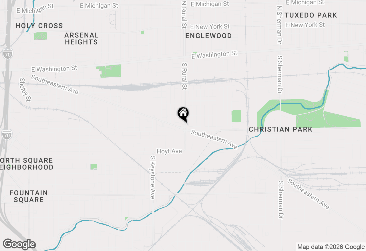 Map of 442 S Rural Street, Indianapolis, IN 46201