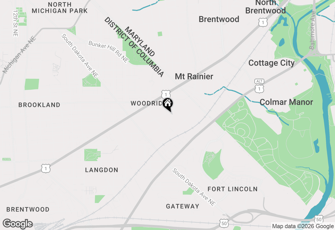 Map of 2837 Myrtle Avenue Ne, Washington, DC 20018