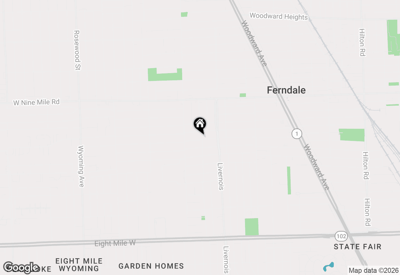 Map of 1010 Pearson Street, Ferndale, MI 48220
