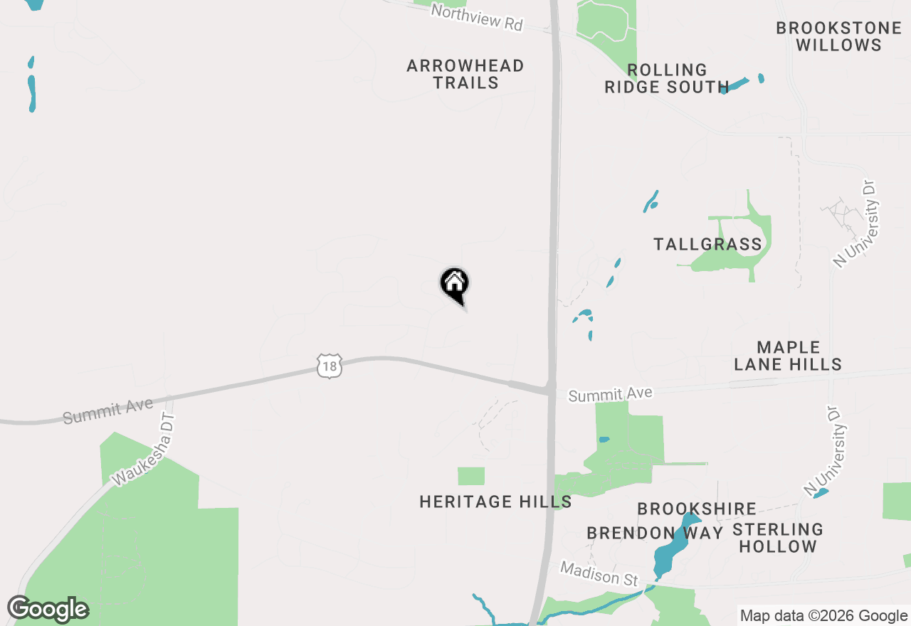 Map of 1009 Woodland Hills Dr, Waukesha, WI 53188