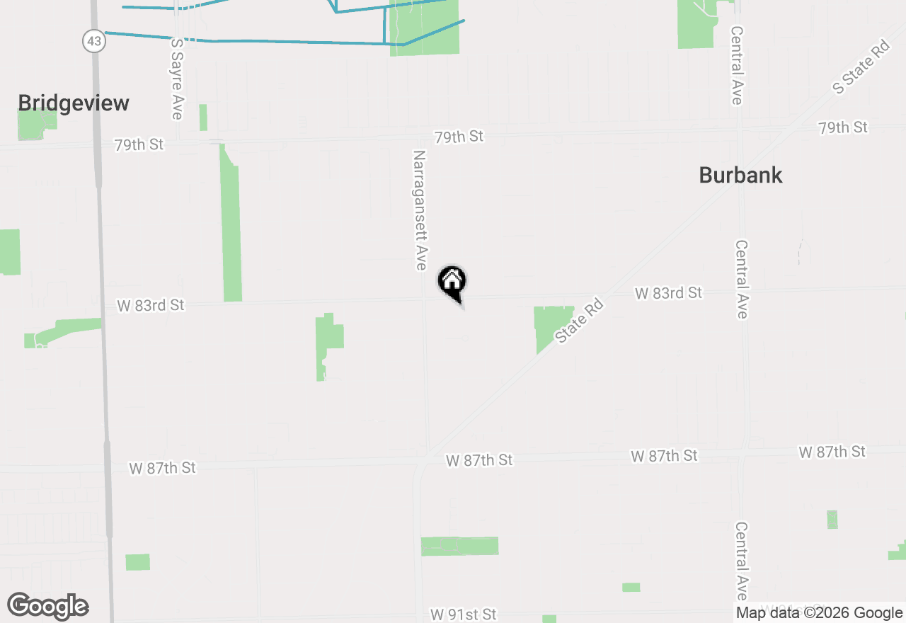 Map of 6316 W 83rd Place, Burbank, IL 60459