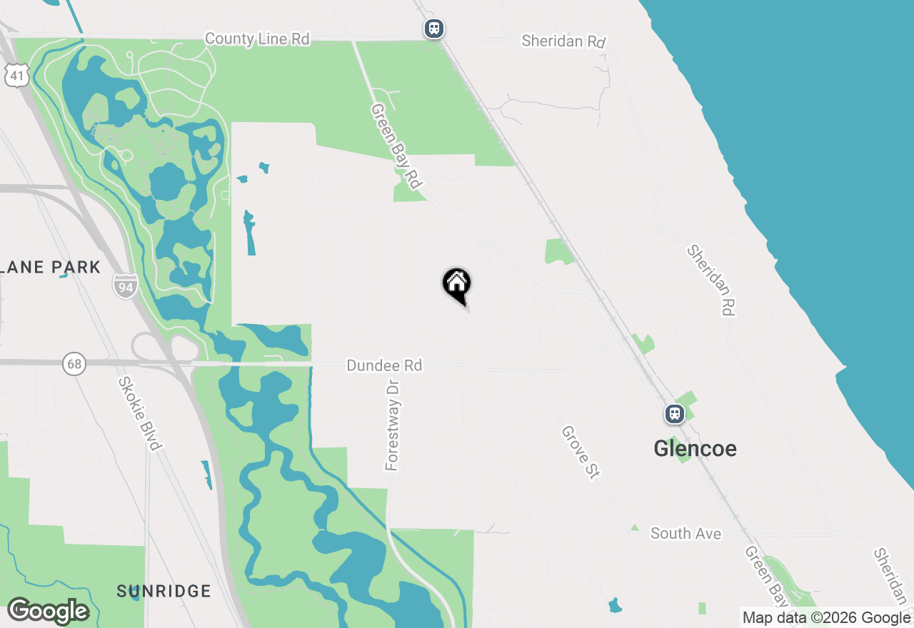 Map of 1036 Elm Ridge Drive, Glencoe, IL 60022