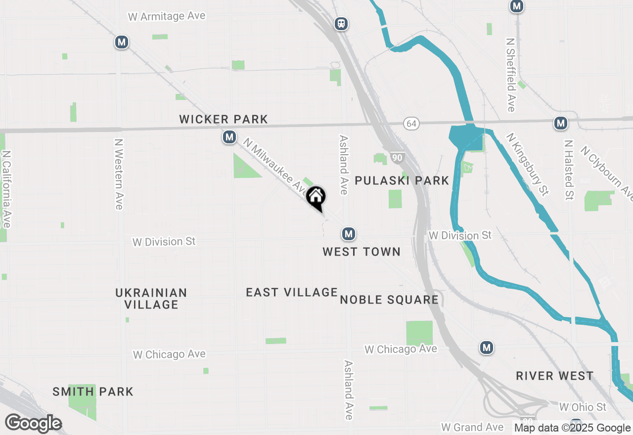 Map of 1243 N Paulina Street #1N, Chicago, IL 60622