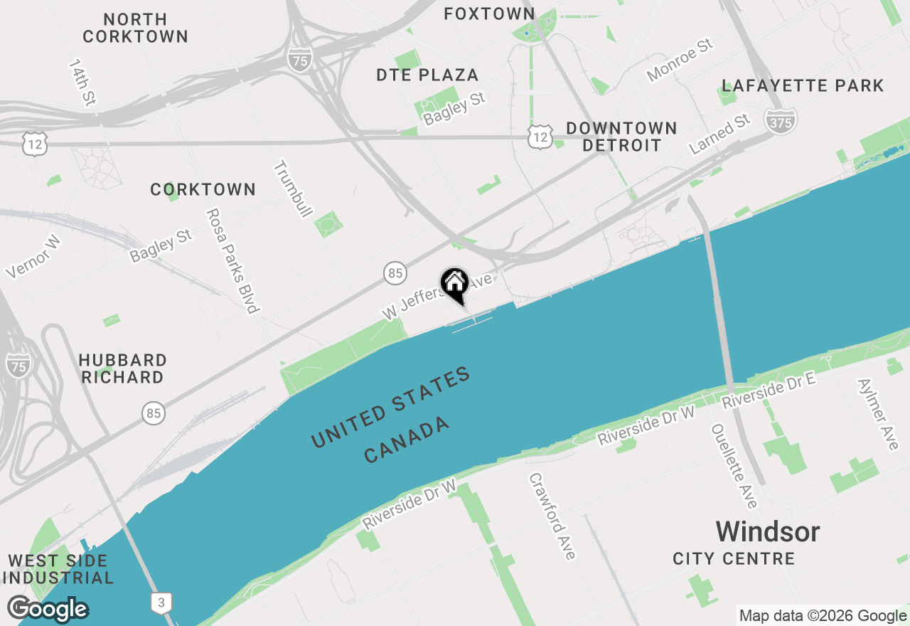 Map of 1001 W Jefferson Avenue #17E, Detroit, MI 48226