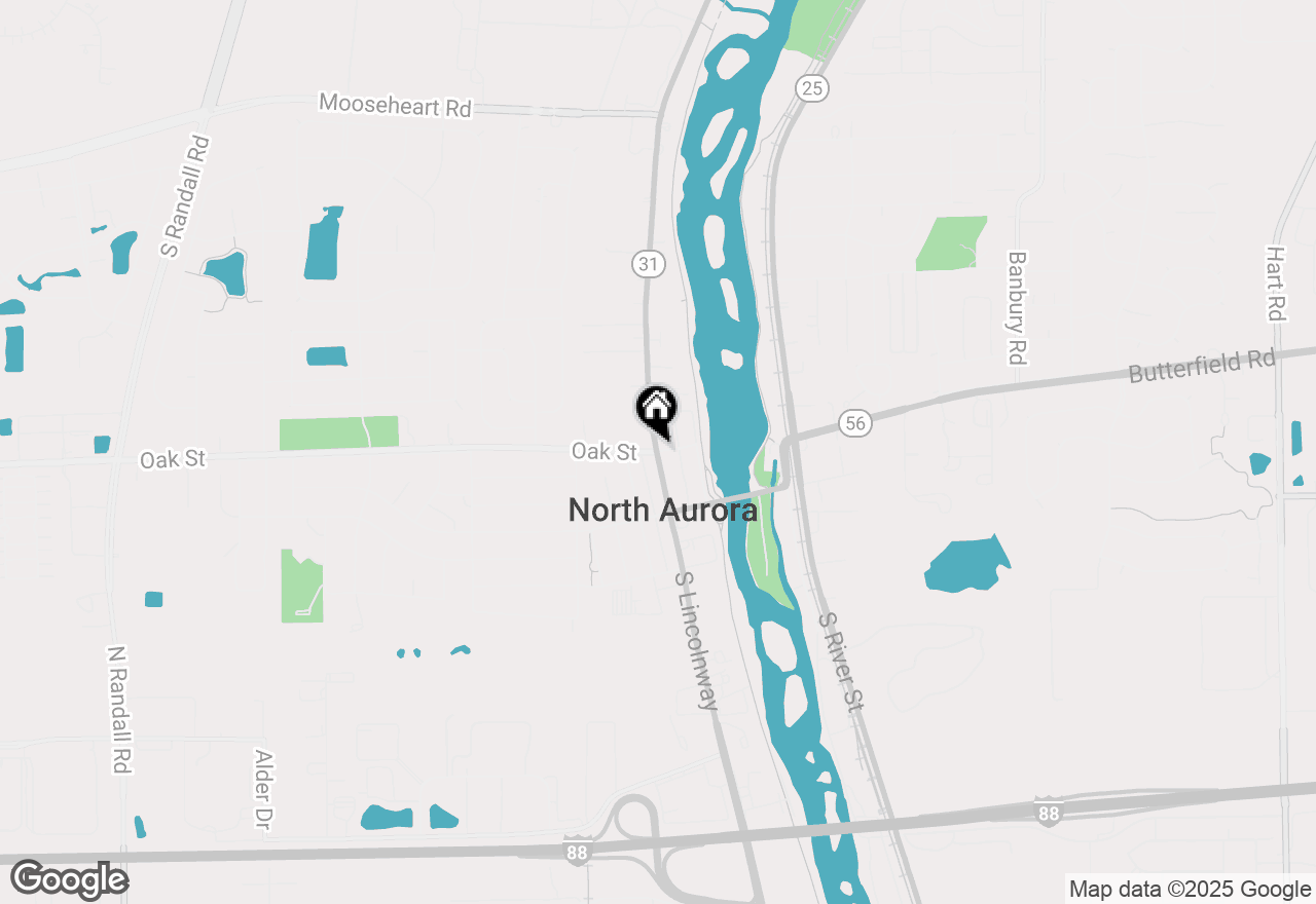 Map of 1350 Oak Street, North Aurora, IL 60542