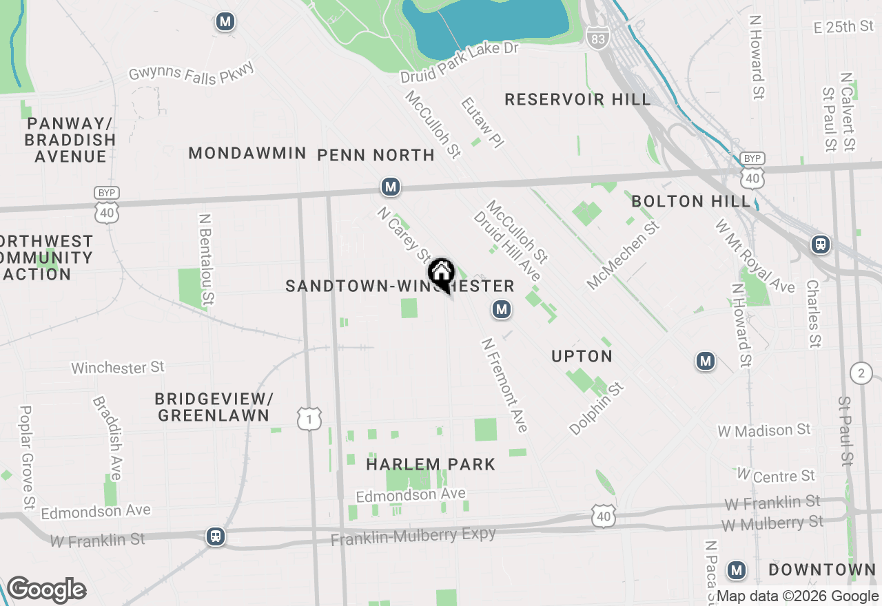 Map of 1346 N Carey Street, Baltimore, MD 21217