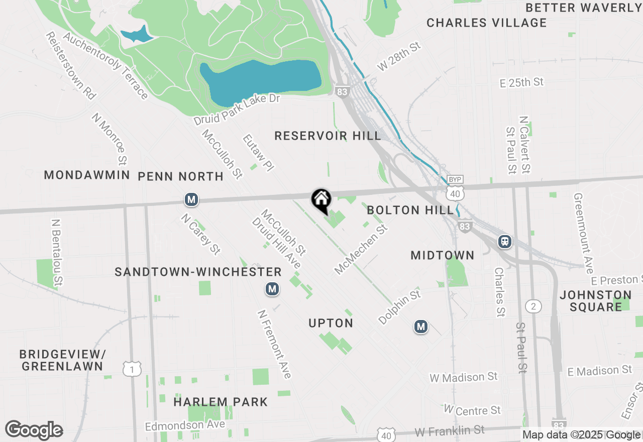 Map of 1829 Eutaw Place #B, Baltimore, MD 21217