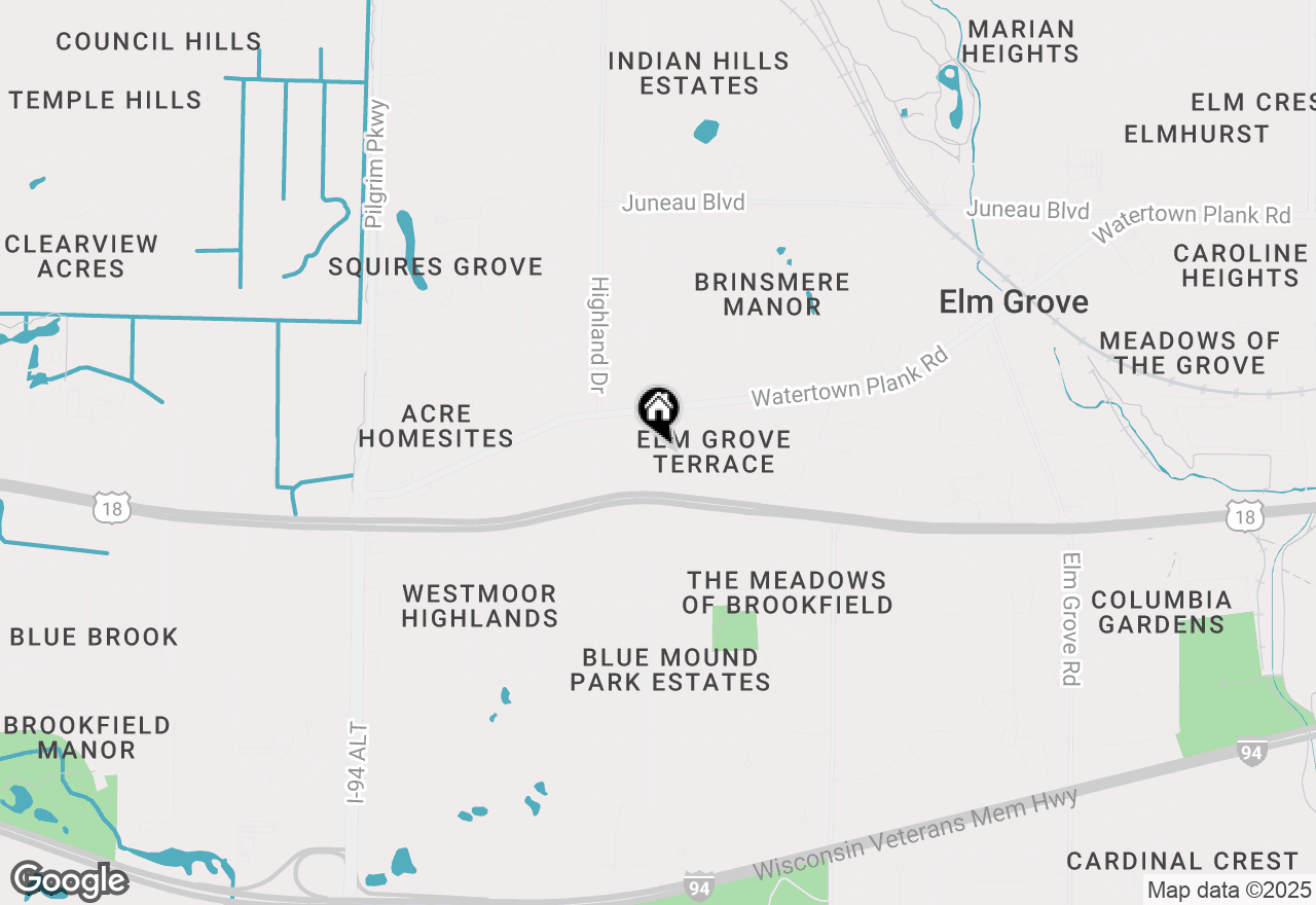 Map of 645 Hi View Ct, Elm Grove, WI 53122