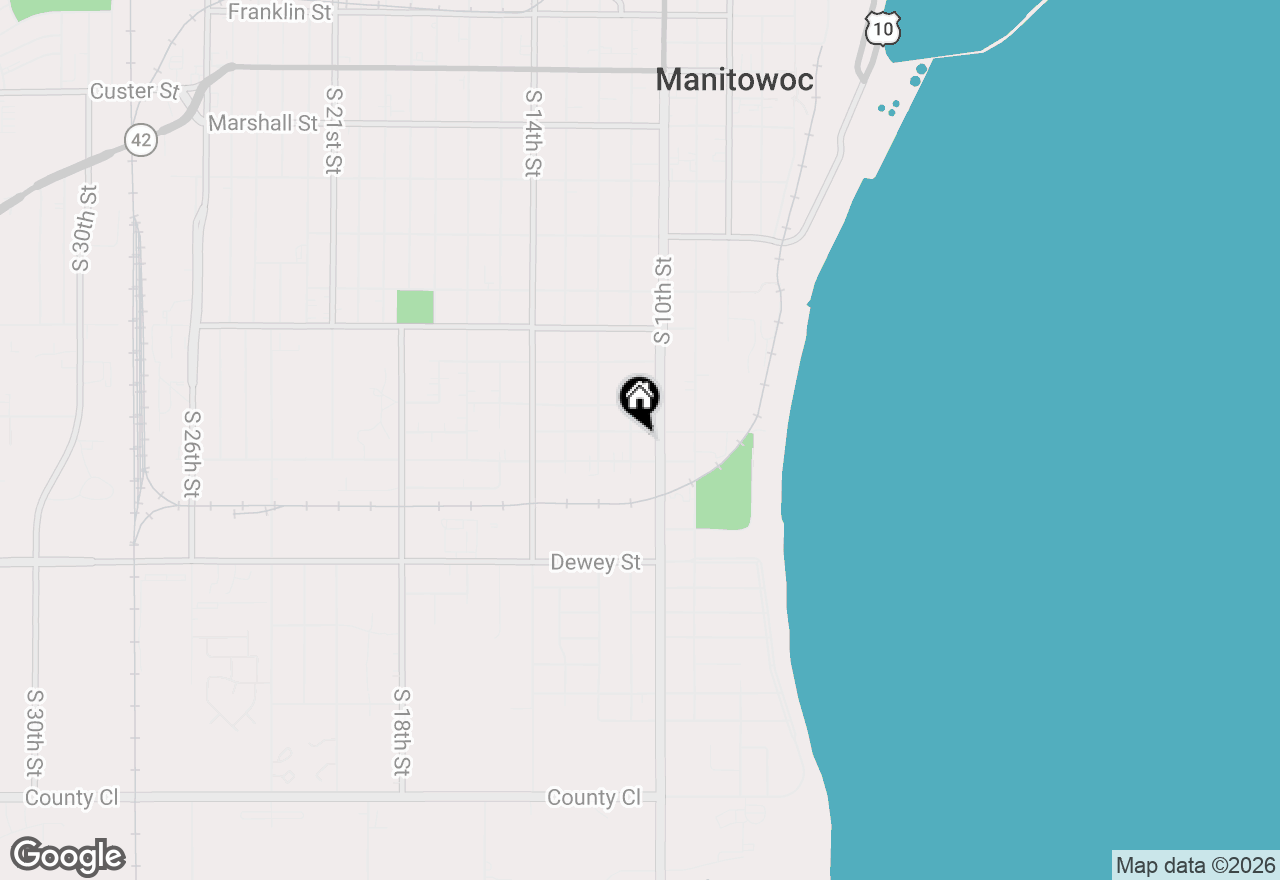 Map of 1015 Green St, Manitowoc, WI 54220