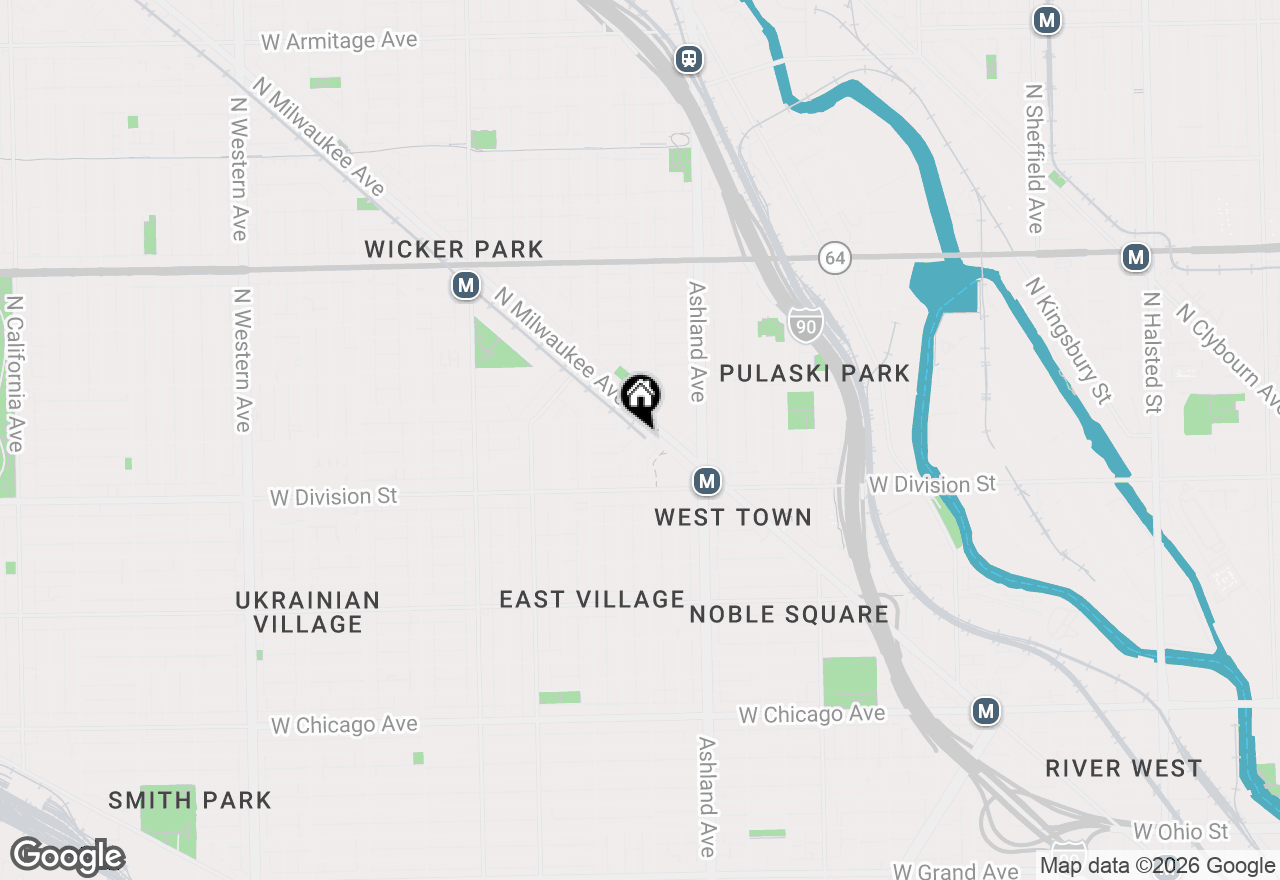 Map of 1250 N Paulina Street #3W, Chicago, IL 60622