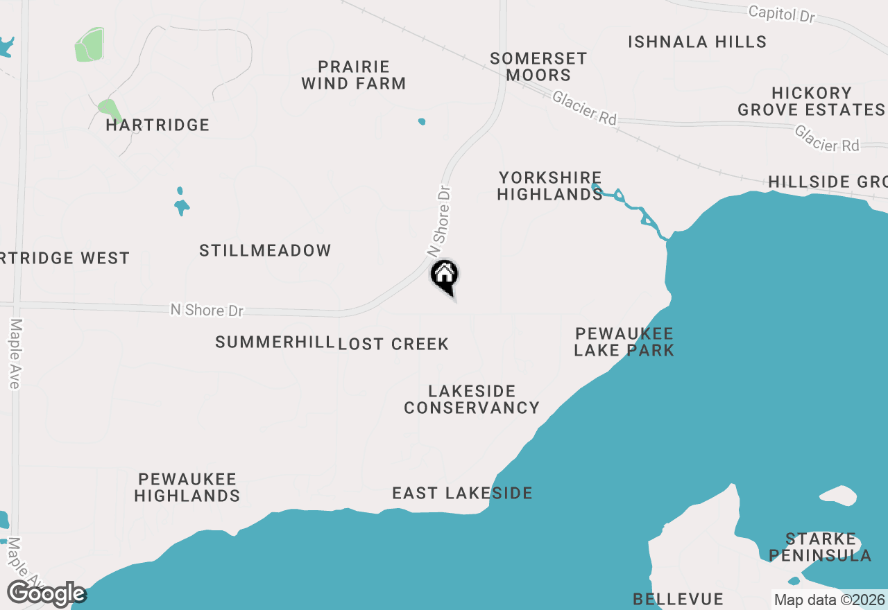 Map of N35W28682 Old North Shore Dr, Pewaukee, WI 53072