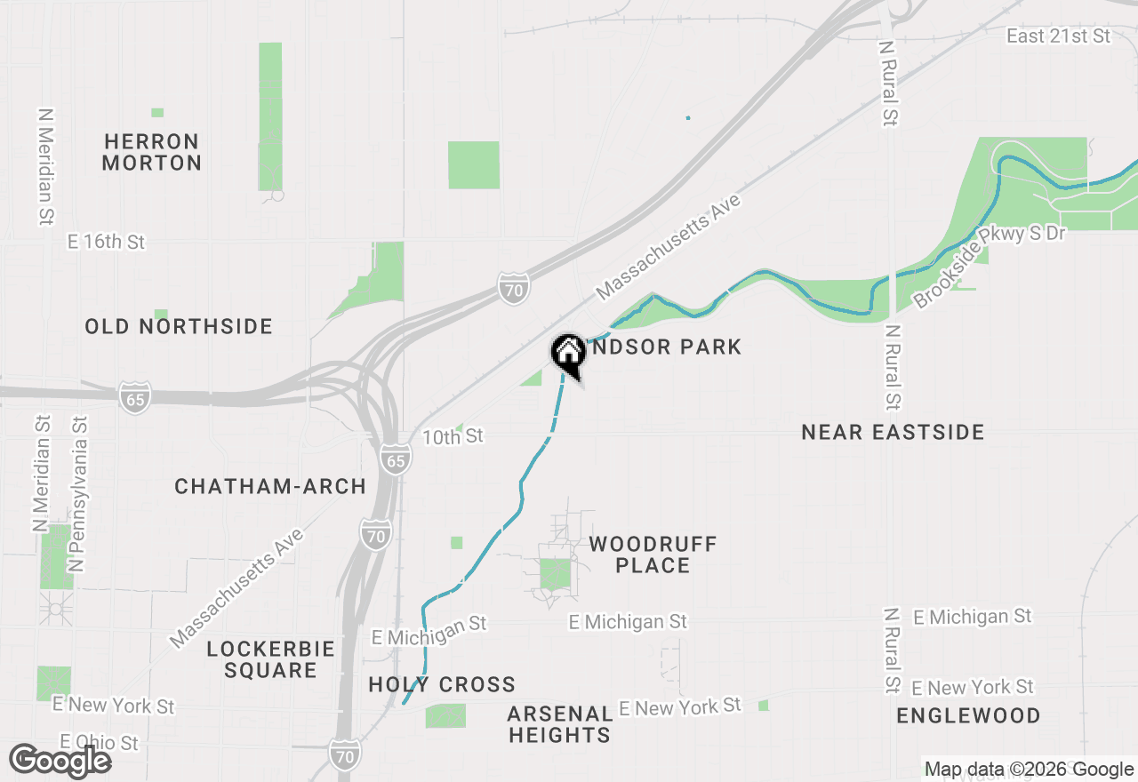 Map of 1539 E 12th Street, Indianapolis, IN 46201