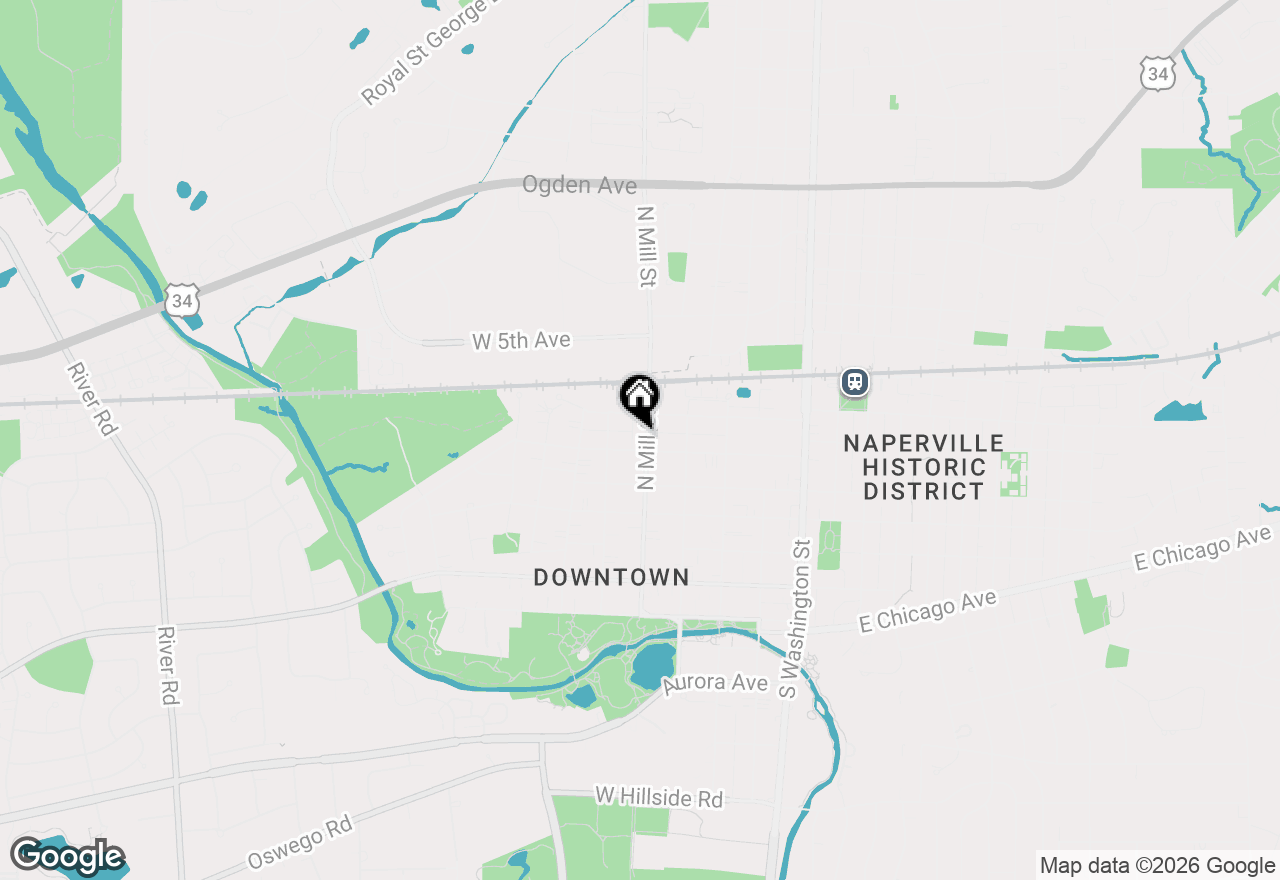 Map of 215 N Mill Street, Naperville, IL 60540