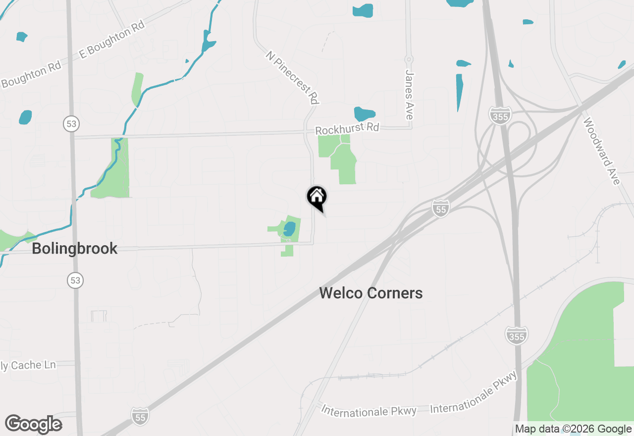 Map of 132 N Pinecrest Road, Bolingbrook, IL 60440
