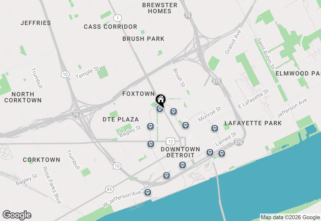 Map of 1 Park Avenue #1202, Detroit, MI 48226