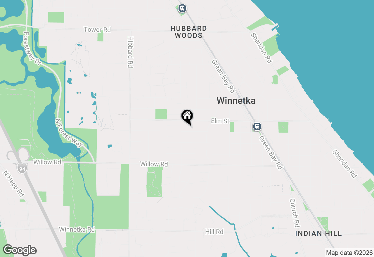 Map of 1037 Oak Street, Winnetka, IL 60093