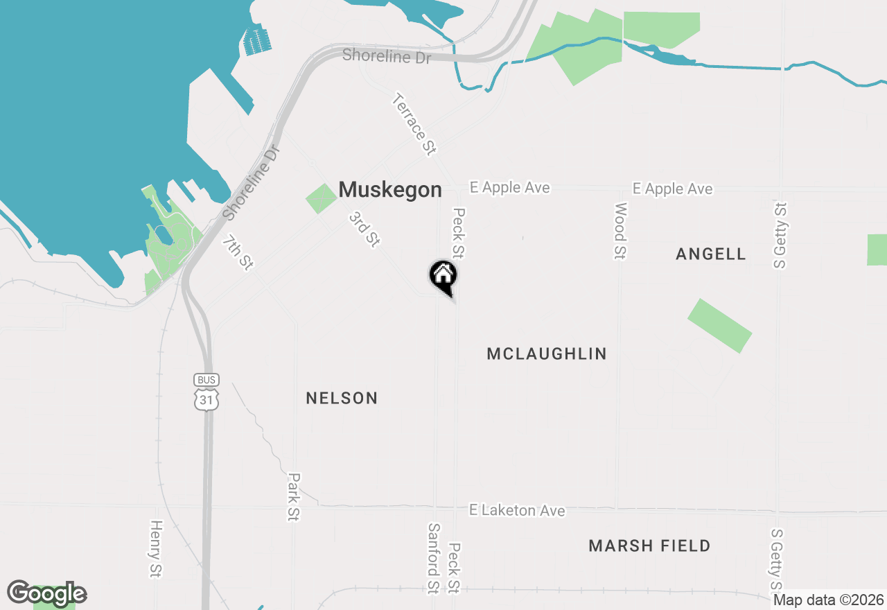 Map of 1296 Sanford Street, Muskegon, MI 49441