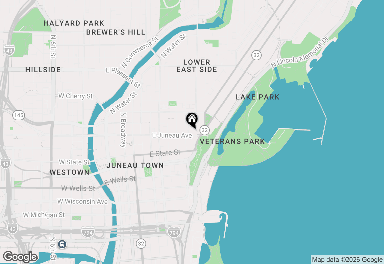 Map of 1028 E Juneau Ave #821, Milwaukee, WI 53202