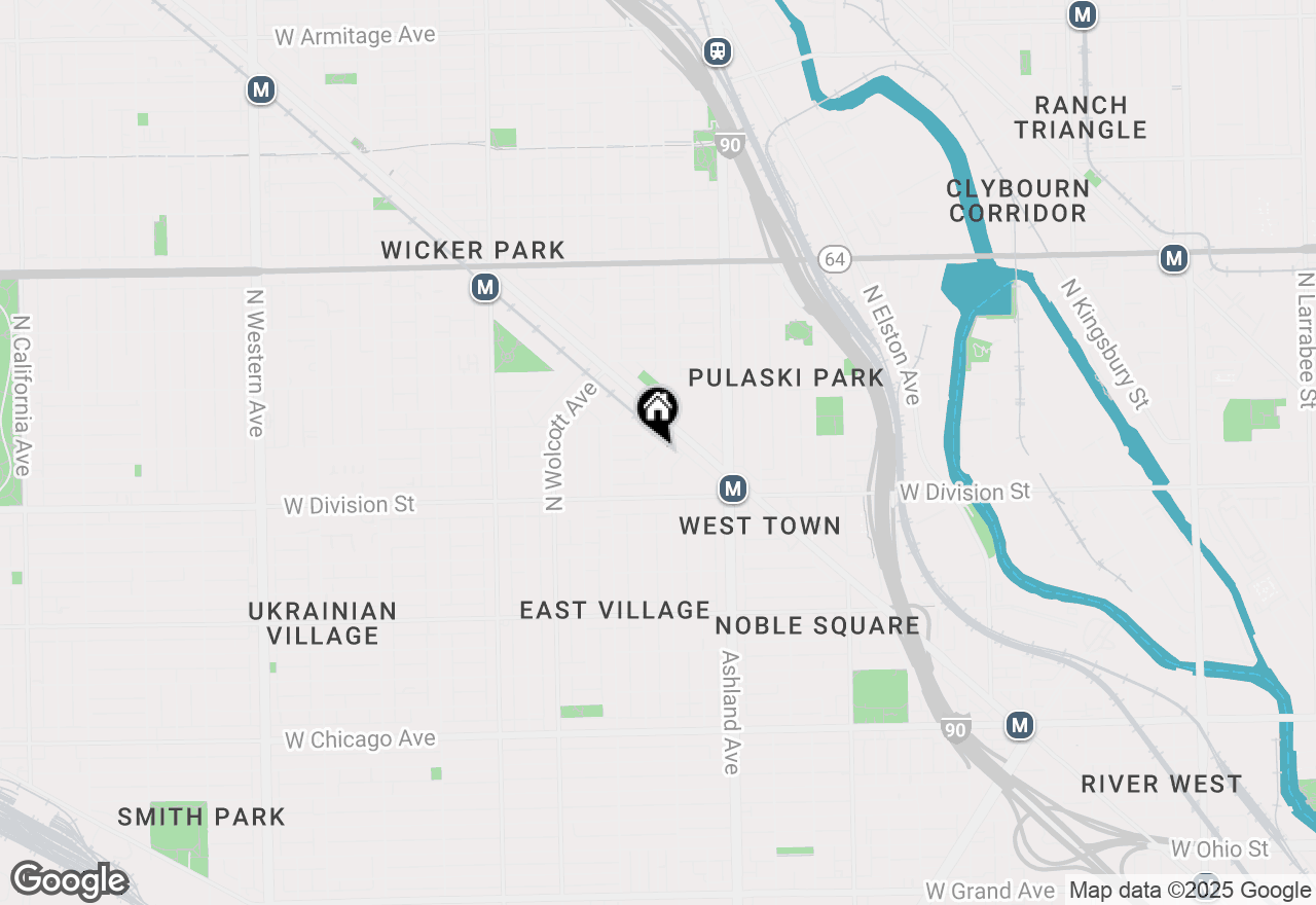 Map of 1246 N Paulina Street #2, Chicago, IL 60622