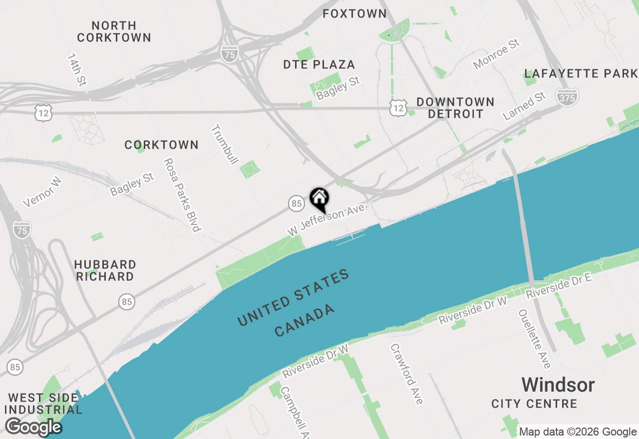 Map of 1001 W Jefferson Avenue #4D, Detroit, MI 48226
