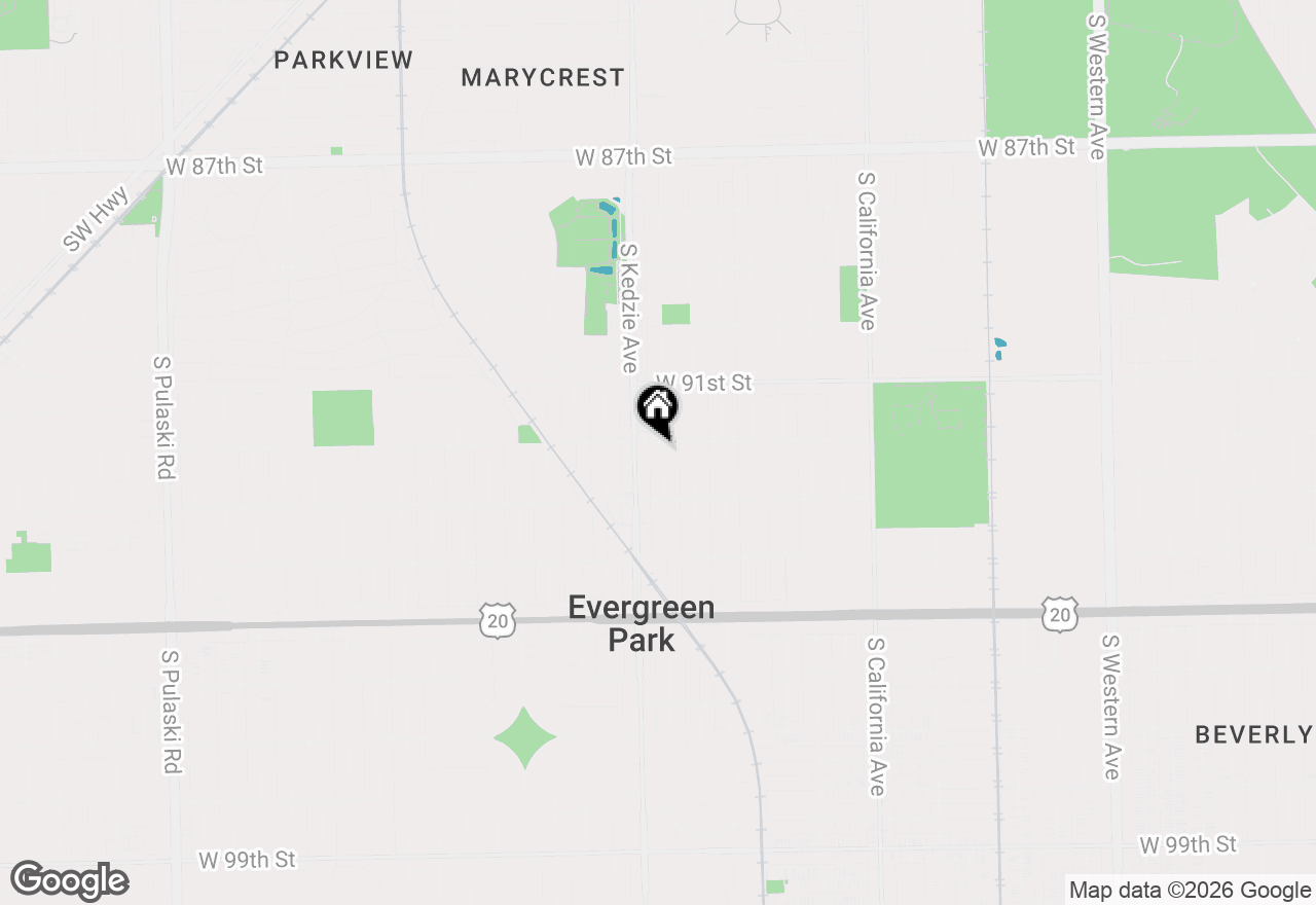 Map of 9206 S Troy Avenue, Evergreen Park, IL 60805