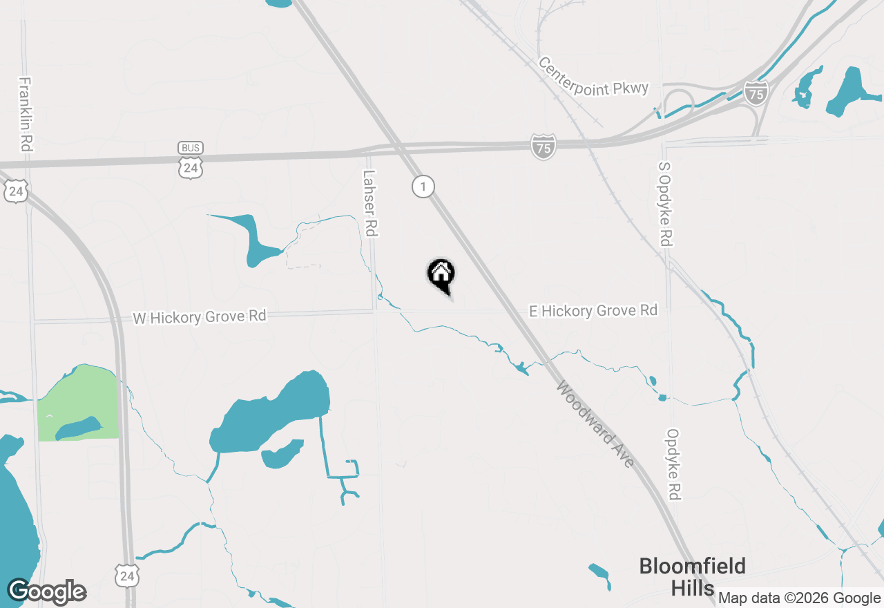 Map of 114 W Hickory Grove Road, Bloomfield Hills, MI 48304