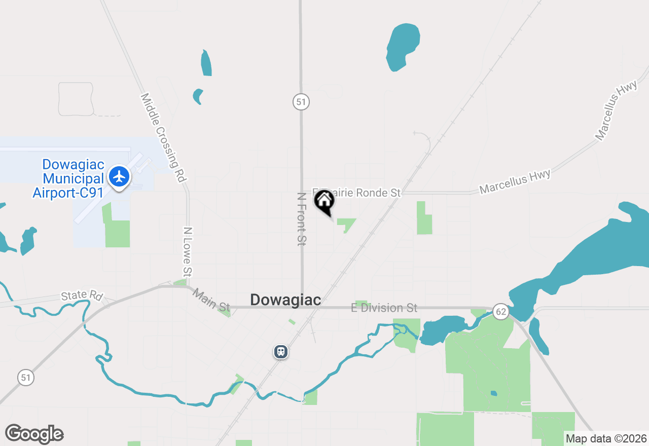 Map of 206 E Wayne Street, Dowagiac, MI 49047