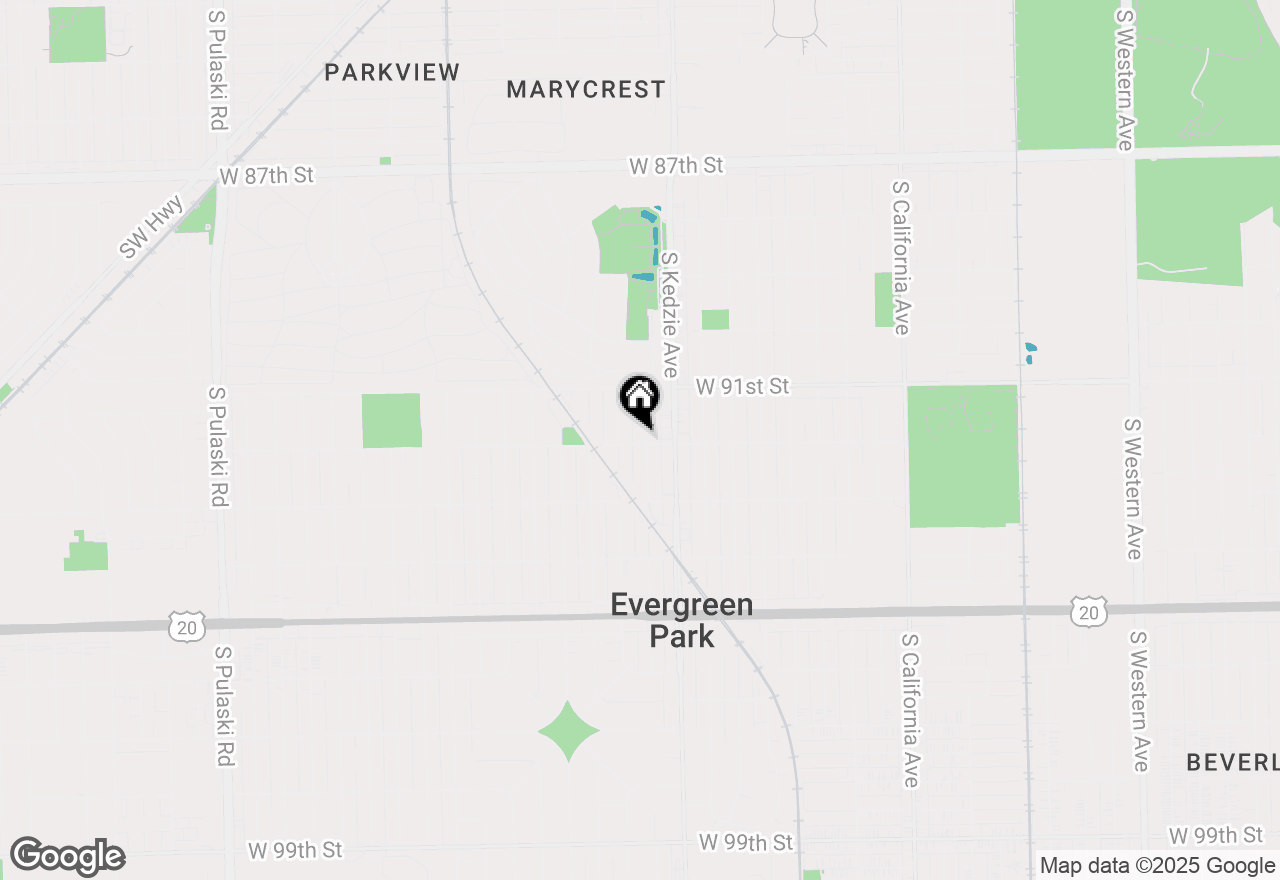 Map of 9156 S Sawyer Avenue, Evergreen Park, IL 60805