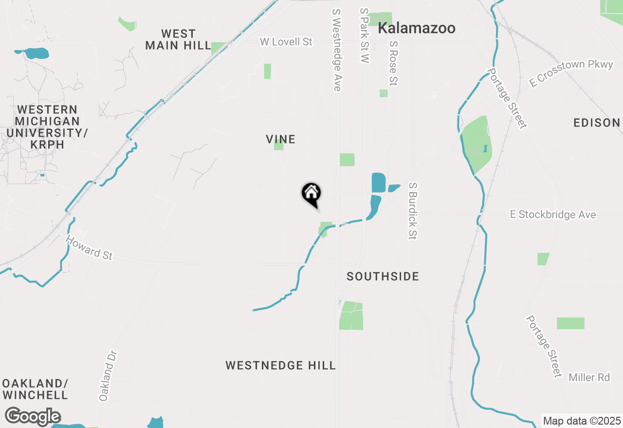 Map of 1411 Oak Street, Kalamazoo, MI 49008