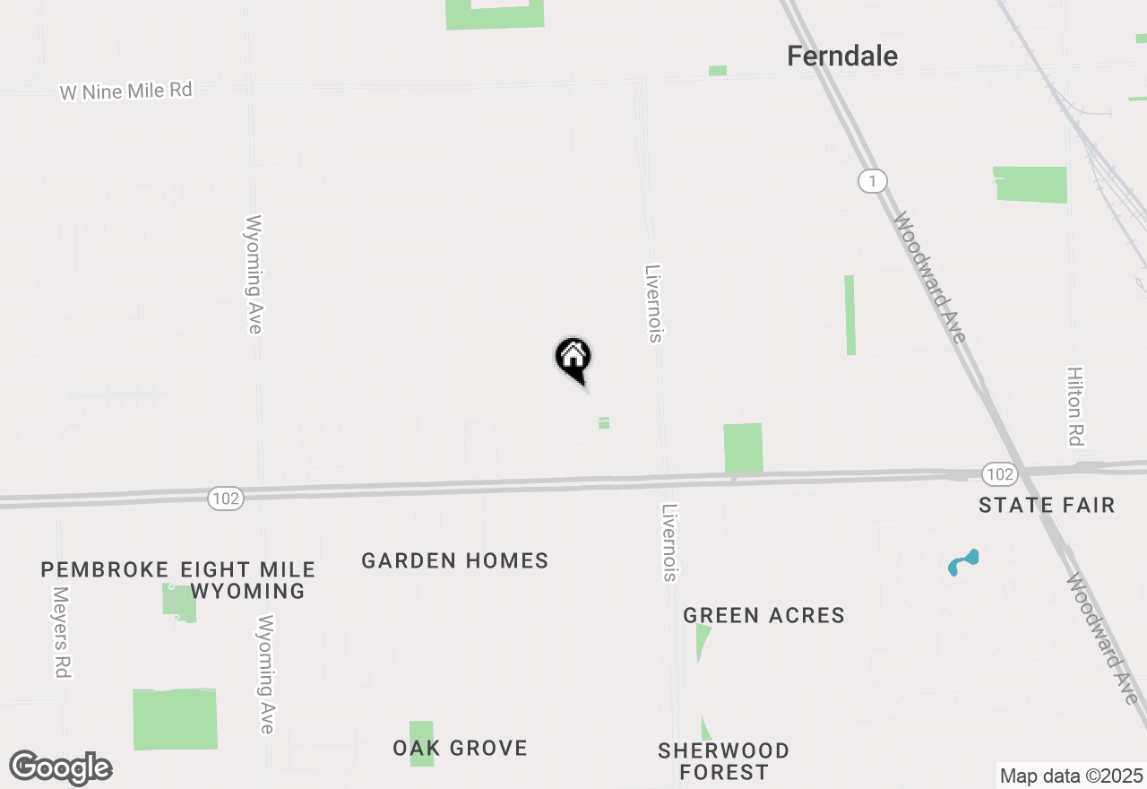 Map of 1420 Fielding Street, Ferndale, MI 48220