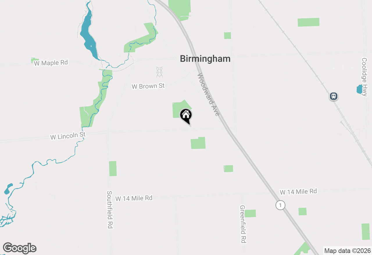 Map of 283 E Lincoln Street, Birmingham, MI 48009