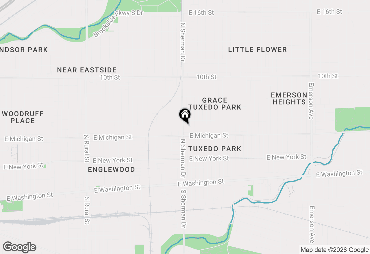 Map of 601 N Sherman Drive, Indianapolis, IN 46201