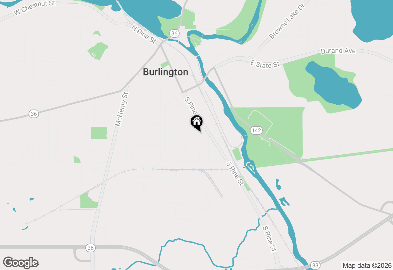 Map of 256 Robert St, Burlington, WI 53105