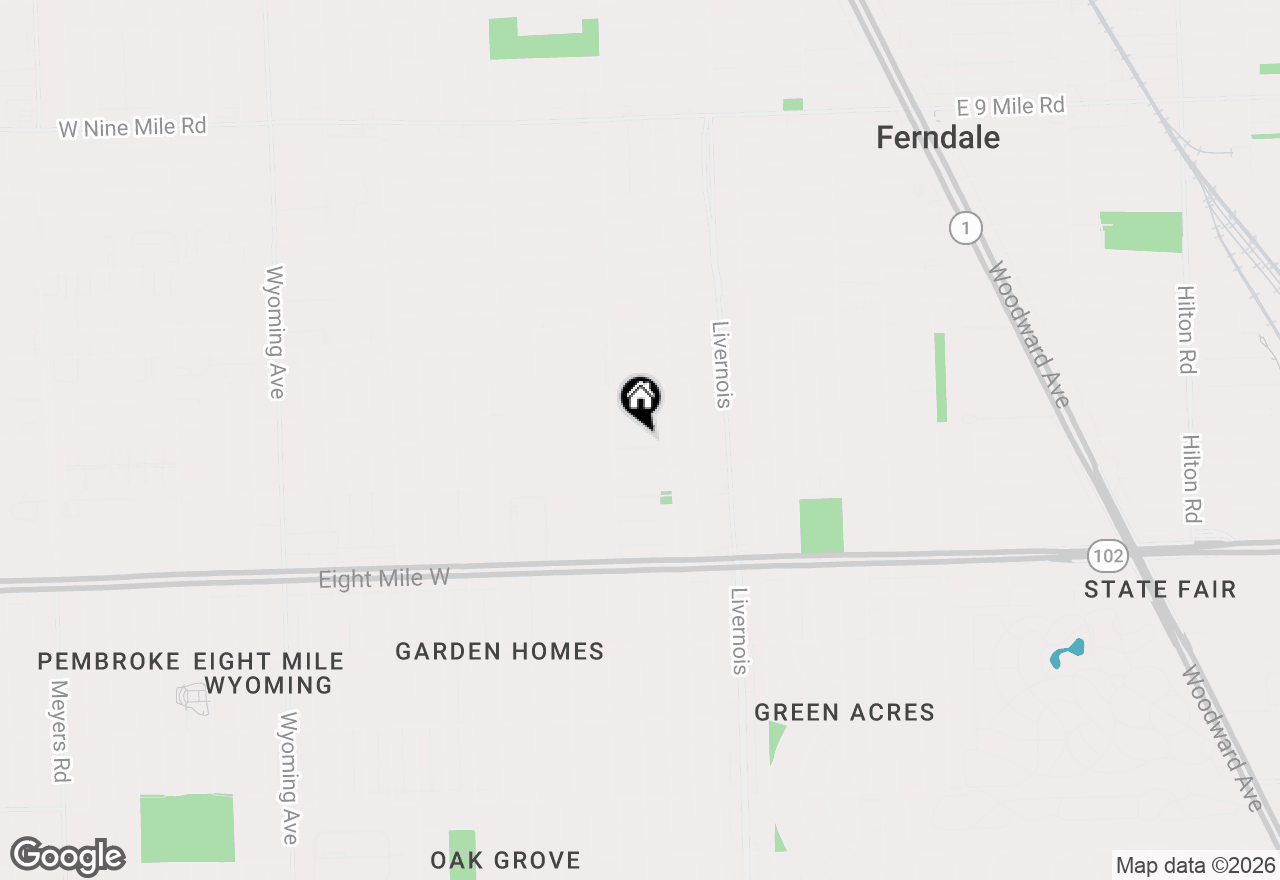 Map of 1368 Northway Street, Ferndale, MI 48220