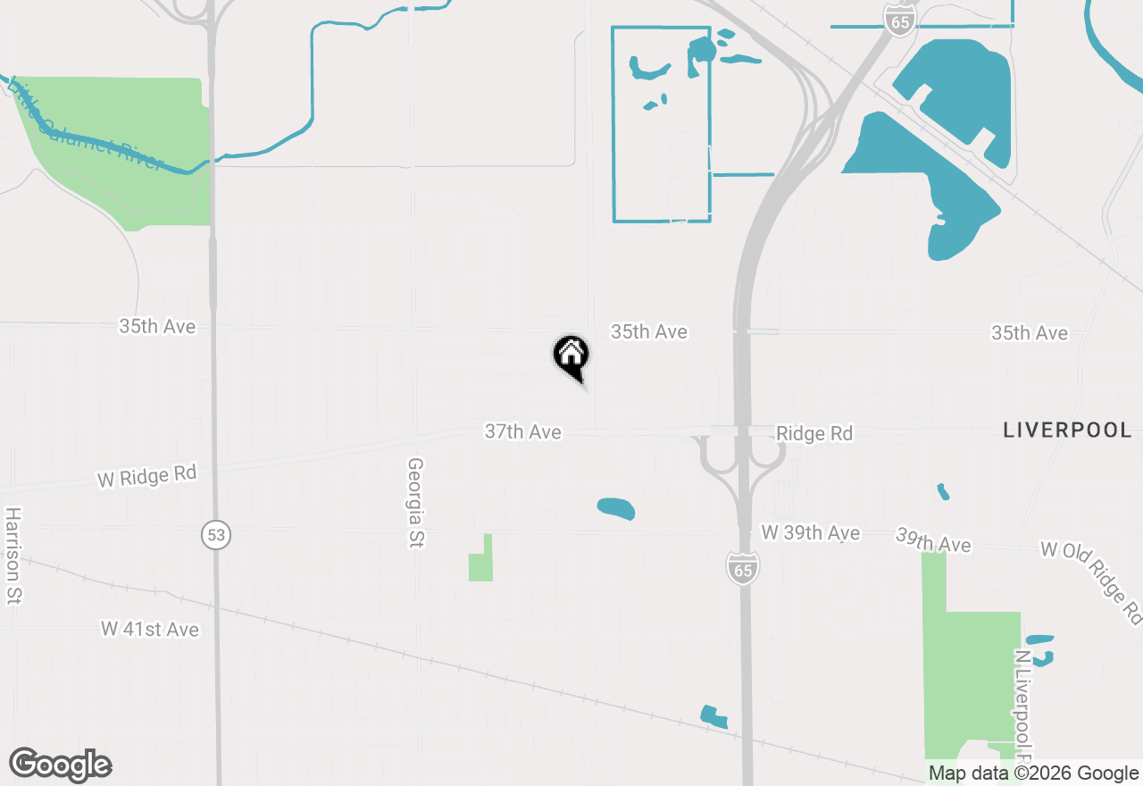Map of 1407 E 36th Avenue, Gary, IN 46409