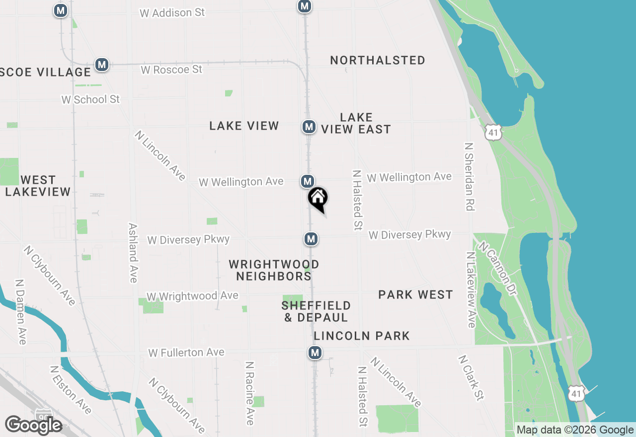 Map of 924 W Wolfram Street #1, Chicago, IL 60657