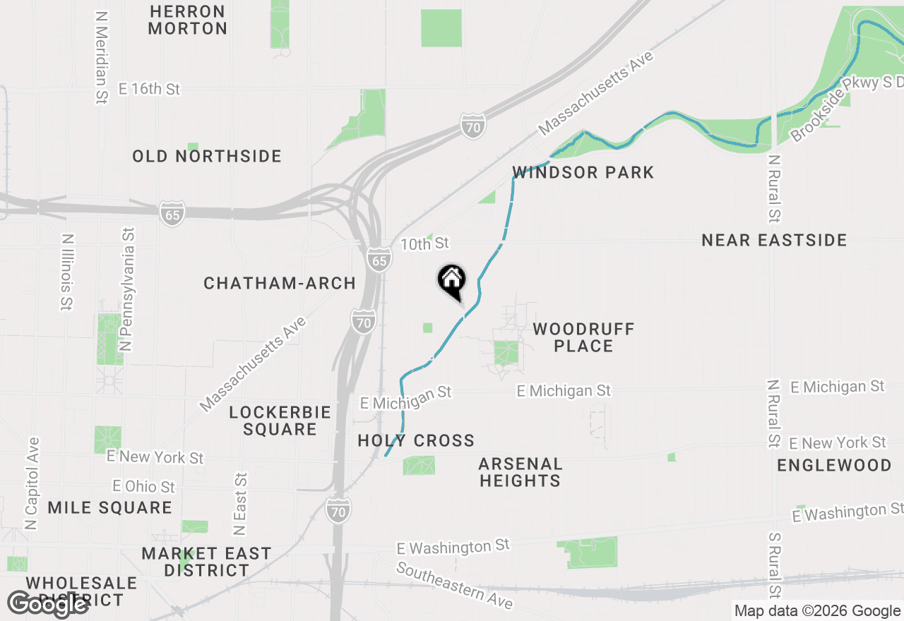 Map of 1306 E Saint Clair Street, Indianapolis, IN 46202