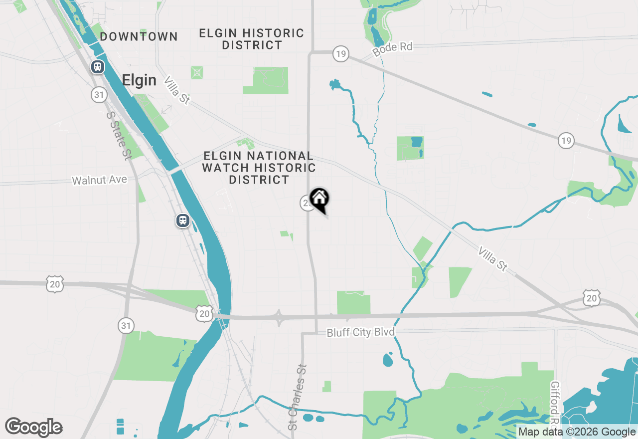 Map of 631 Bent Street, Elgin, IL 60120
